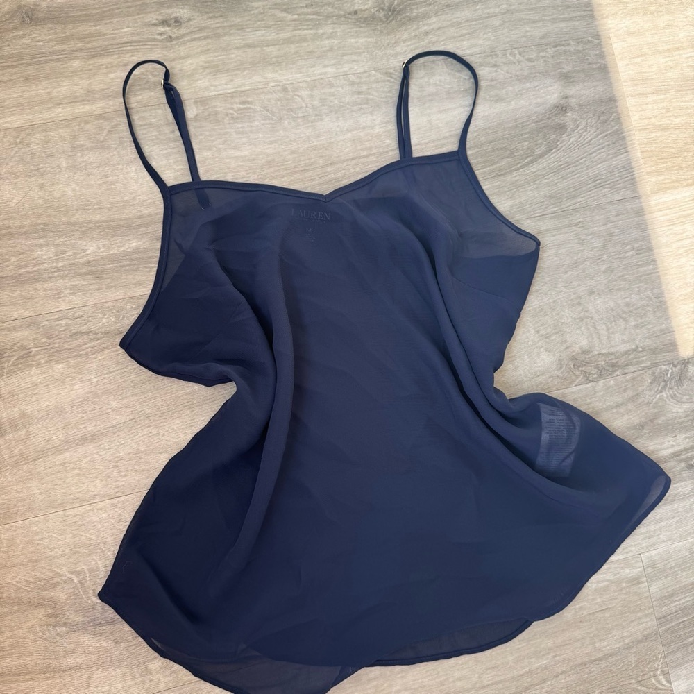 Navy Blue Sheer Camisole Top